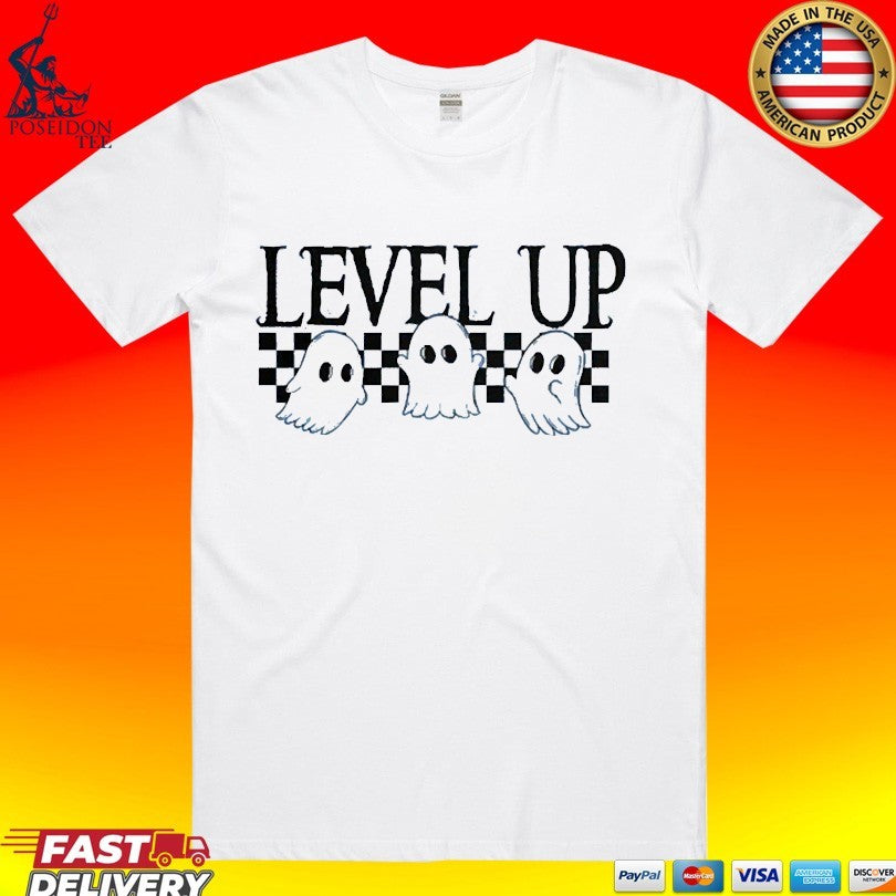 Level Up Ghost - Adult & Kids T-Shirts, Sweatshirts & Hoodies apparel design preview 1