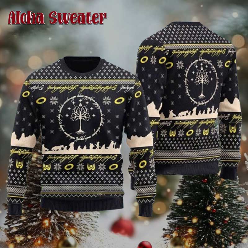 Lord Of The Rings Black Pattern Ugly Christmas Sweater - Holiday Gift product image