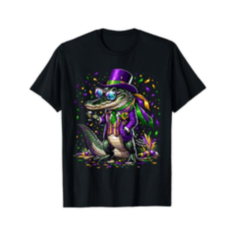 Mardigator Mardi Gras Crocodile Costume Black - Adult & Kids T-Shirts, Sweatshirts & Hoodies apparel design preview 1