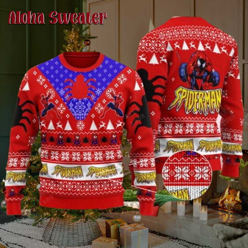 Spider Man Swing Into Christmas Ugly Christmas Sweater - Holiday Gift product image 5