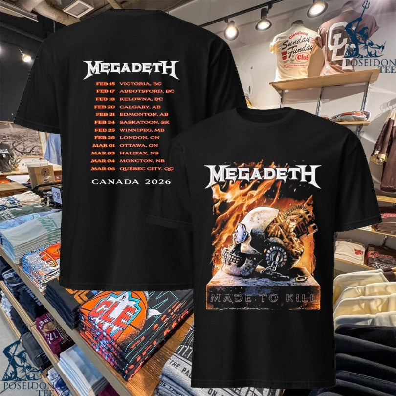 Megadeth Made To Kill Canada 2026 - Adult & Kids T-Shirts, Sweatshirts & Hoodies apparel design preview 1