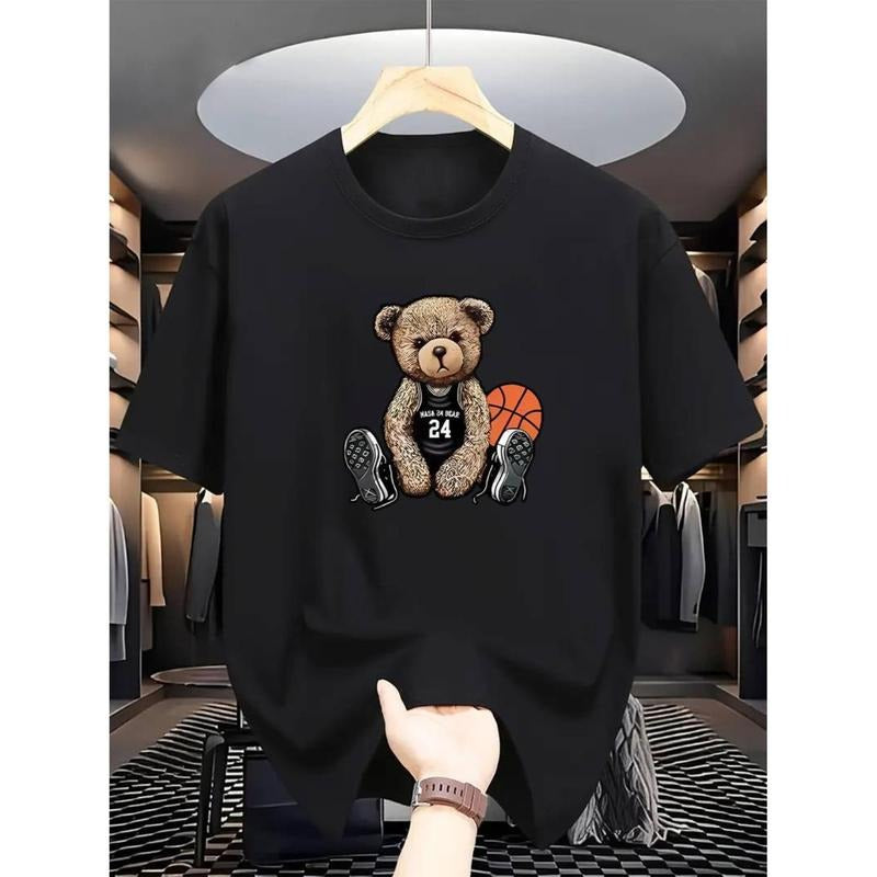 Casual Bear Print Crew Neck Short Sleeve Summer Top - Adult & Kids T-Shirts, Sweatshirts & Hoodies apparel design preview 1