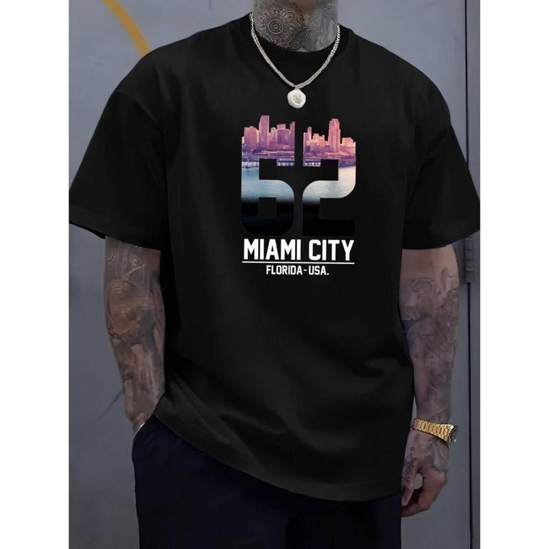 Miami City Letter Print Black Casual Street 100% - Adult & Kids T-Shirts, Sweatshirts & Hoodies apparel design preview 1