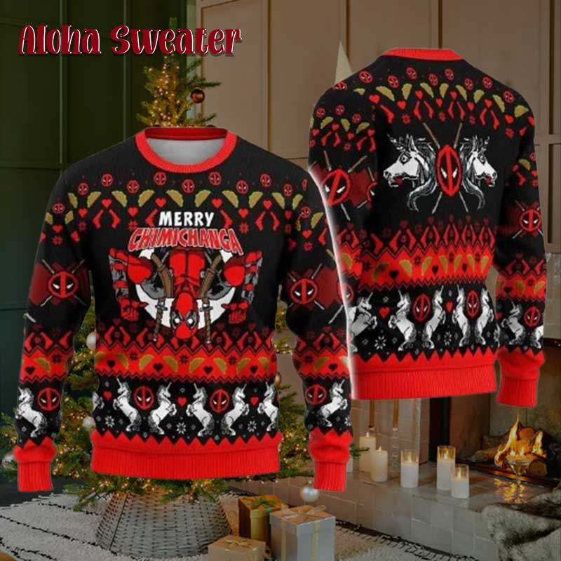 Merry Chimichanga Deadpool Ugly Christmas Sweater - Holiday Gift product image