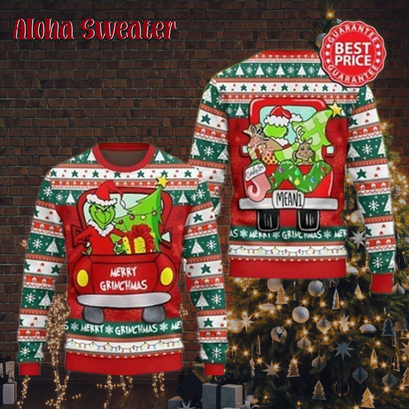 Light Colors Grinch Pattern Ugly Christmas Sweater - Holiday Gift product image 2