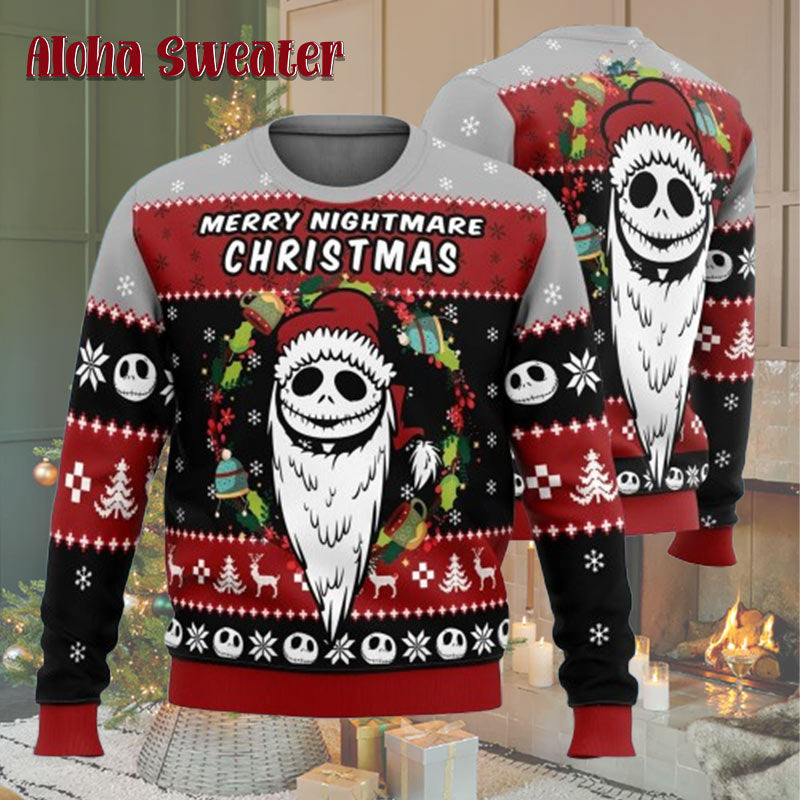 Merry Nightmare From Jack Skellington The Nightmare Before Christmas Ugly Christmas Sweater - Holiday Gift product image