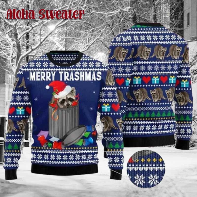 Merry Trashmas Raccoon Ugly Christmas Sweater - Holiday Gift product image