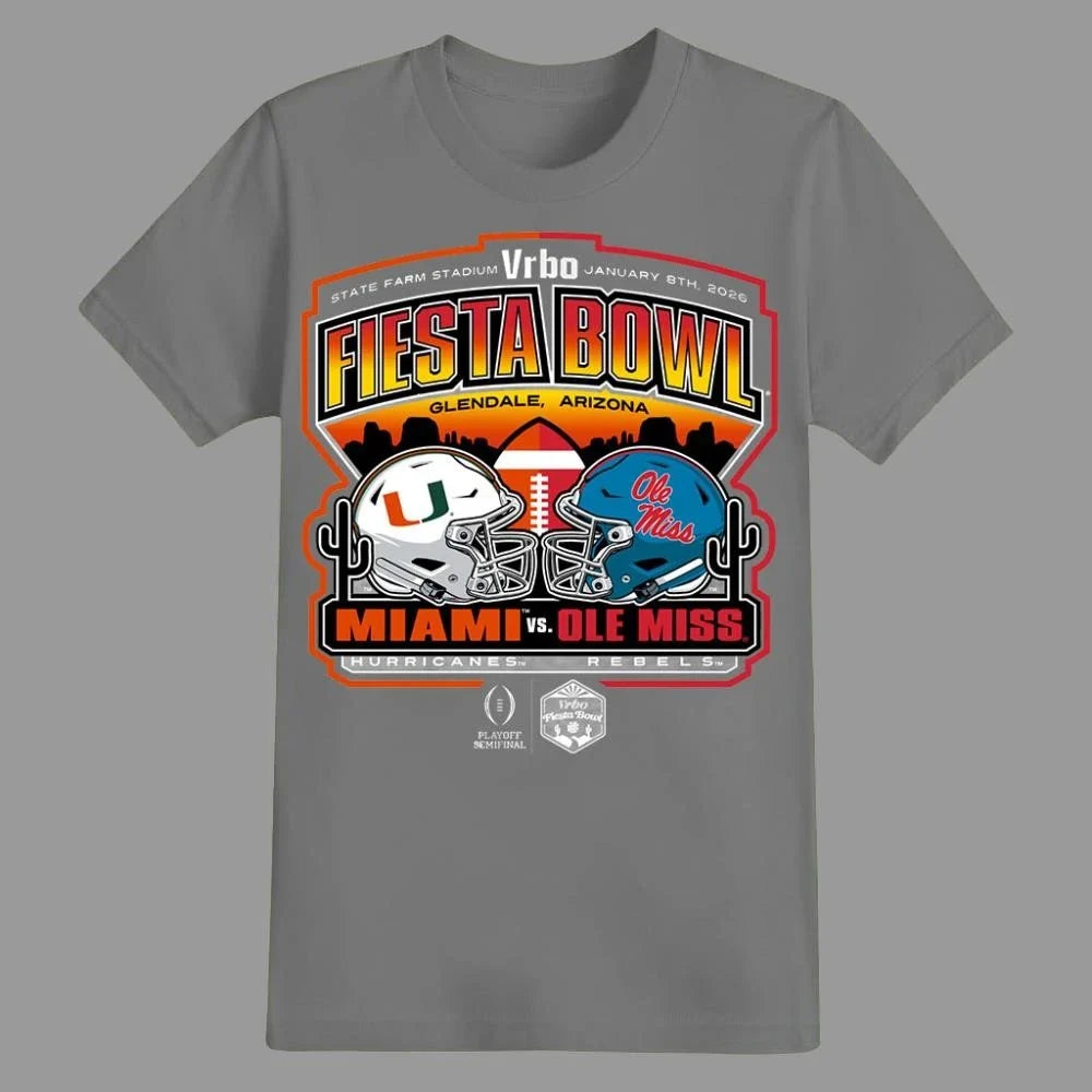 Miami Vs Ole Miss 2026 Vrbo Fiesta Bowl CFP Semifinal - Adult & Kids T-Shirts, Sweatshirts & Hoodies apparel design preview 1