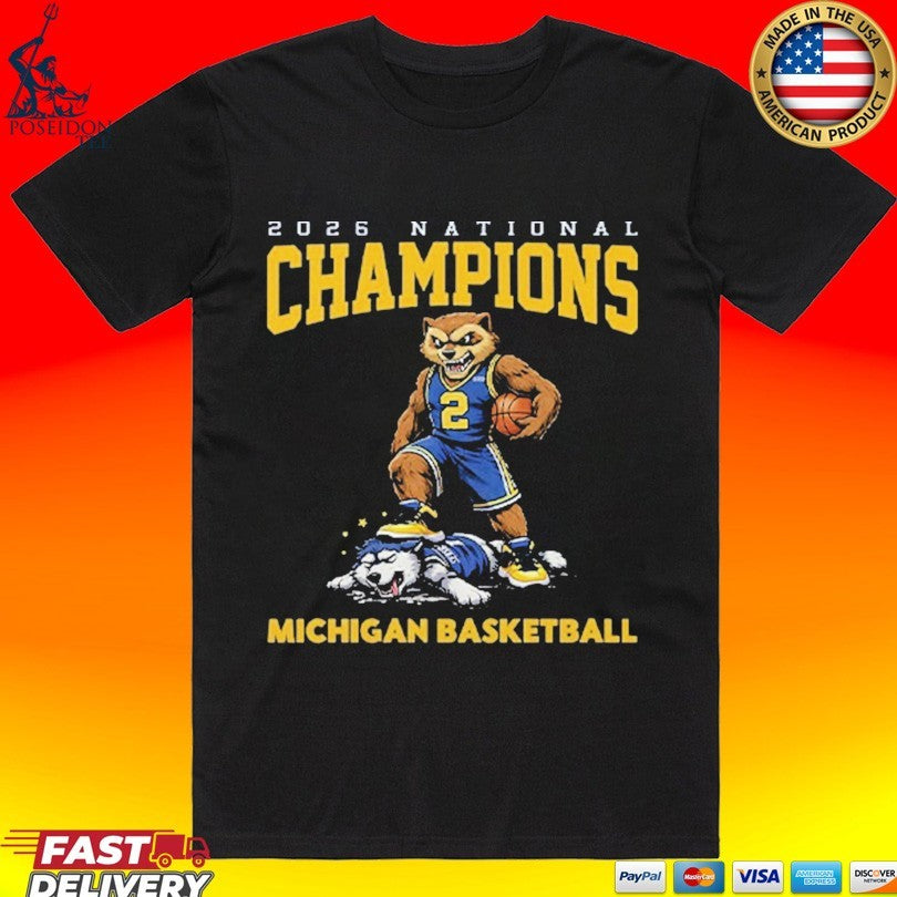 Michigan Basketball Champions 2026 National - Adult & Kids T-Shirts, Sweatshirts & Hoodies apparel design preview 1