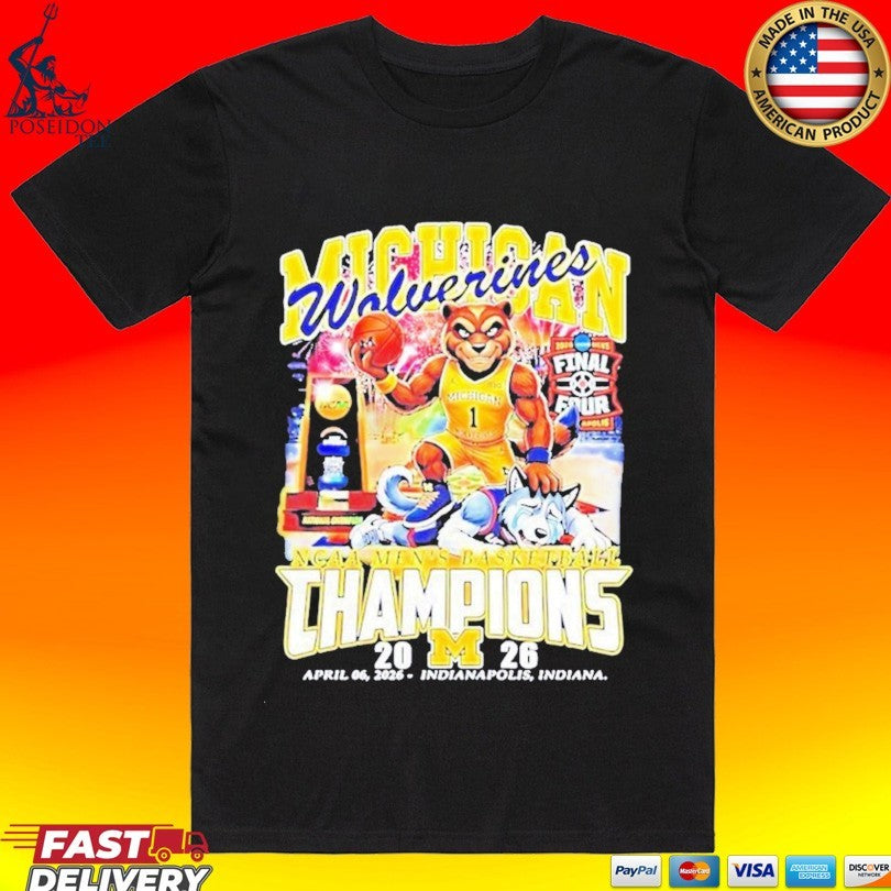 Michigan Beat Uconn 2026 Men's Basketball National - Adult & Kids T-Shirts, Sweatshirts & Hoodies apparel design preview 1