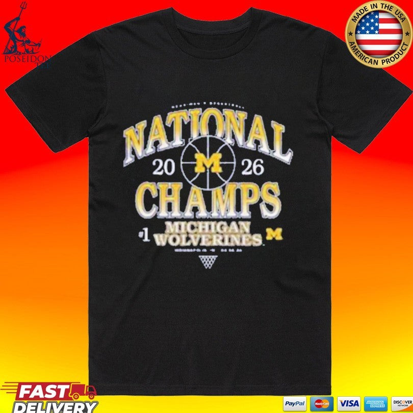 Michigan Wolverines #1 Men's Basketball National - Adult & Kids T-Shirts, Sweatshirts & Hoodies apparel design preview 1