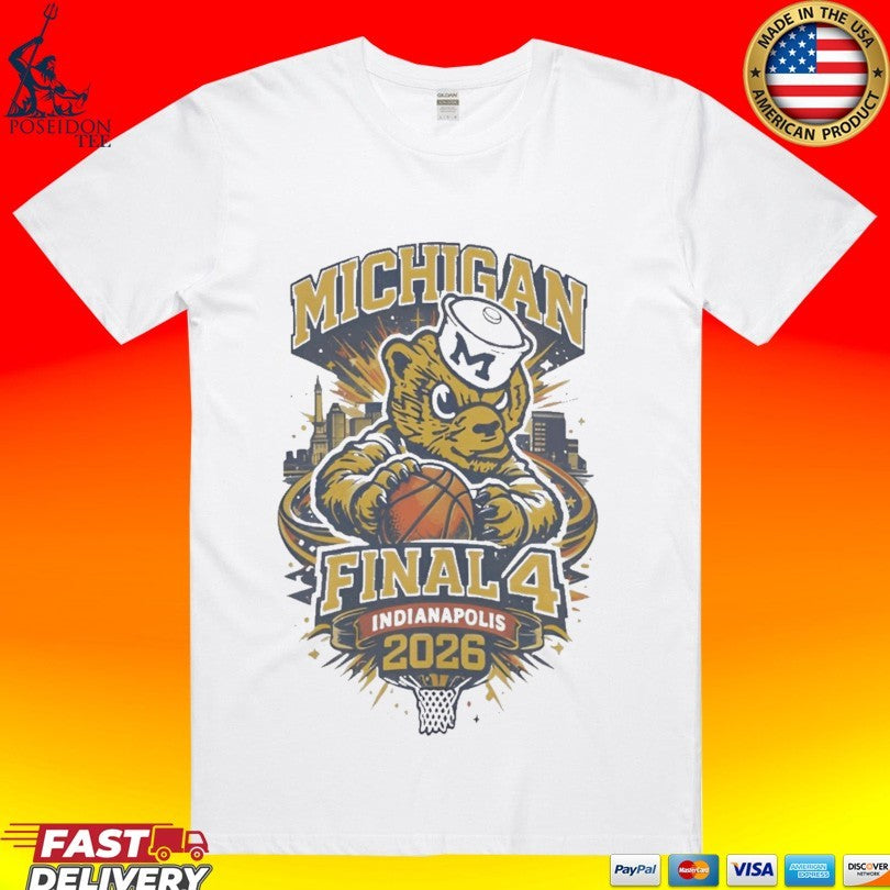 Michigan Wolverines 2026 Final Four Retro Vintage - Adult & Kids T-Shirts, Sweatshirts & Hoodies apparel design preview 1