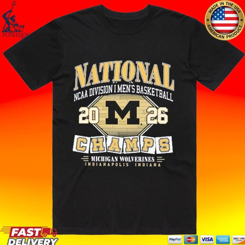 Michigan Wolverines 2026 Men's Basketball National - Adult & Kids T-Shirts, Sweatshirts & Hoodies apparel design preview 1