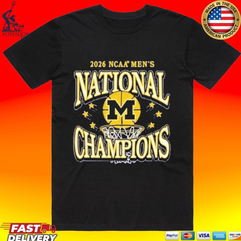 Michigan Wolverines 2026 Men's Basketball National - Adult & Kids T-Shirts, Sweatshirts & Hoodies apparel design preview 1