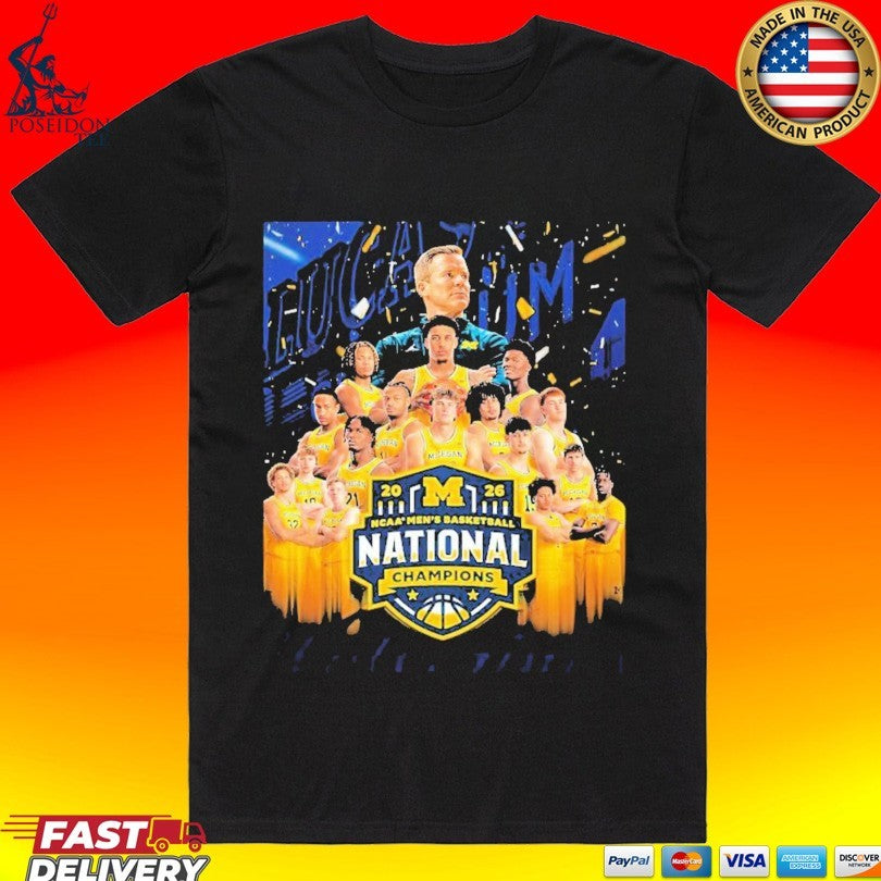 Michigan Wolverines Champions NCAA Men's Basketball - Adult & Kids T-Shirts, Sweatshirts & Hoodies apparel design preview 1