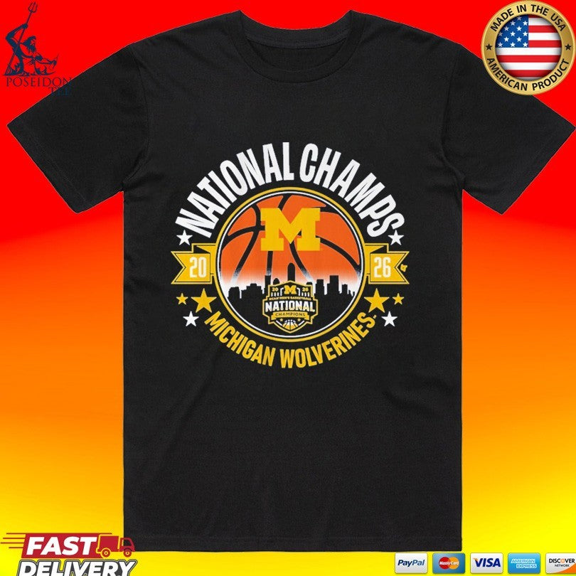 Michigan Wolverines MBB 2026 National Champions - Adult & Kids T-Shirts, Sweatshirts & Hoodies apparel design preview 1