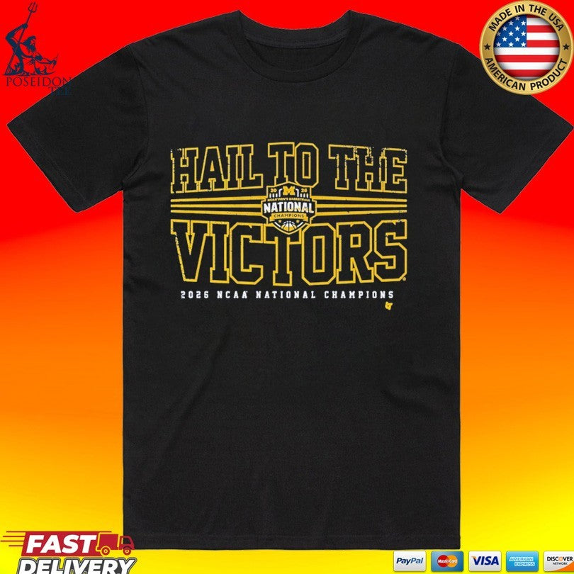 Michigan Wolverines MBB 2026 National Champions Hail - Adult & Kids T-Shirts, Sweatshirts & Hoodies apparel design preview 1
