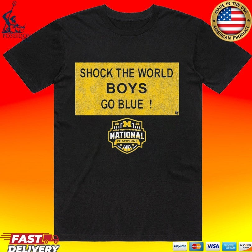 Michigan Wolverines MBB 2026 National Champions Shock - Adult & Kids T-Shirts, Sweatshirts & Hoodies apparel design preview 1