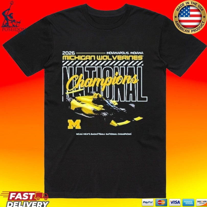 Michigan Wolverines MBB National Champs 2026 Indy - Adult & Kids T-Shirts, Sweatshirts & Hoodies apparel design preview 1
