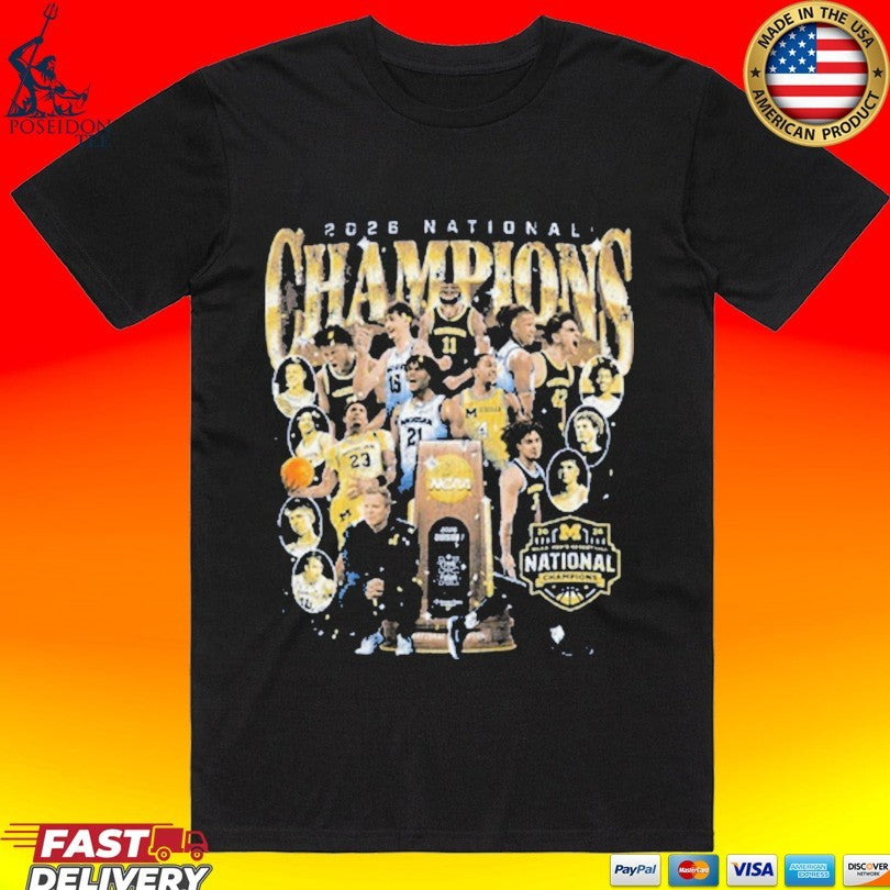 Michigan Wolverines Men's Basketball Campus Ink 2026 - Adult & Kids T-Shirts, Sweatshirts & Hoodies apparel design preview 1