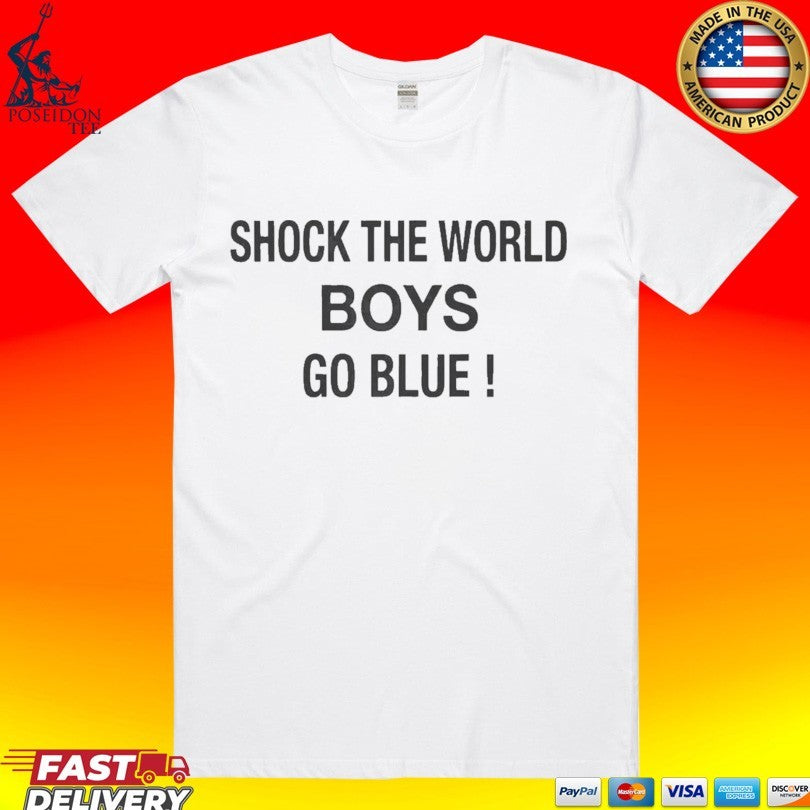 Michigan Wolverines Shock The World Boys Go Blue - Adult & Kids T-Shirts, Sweatshirts & Hoodies apparel design preview 1