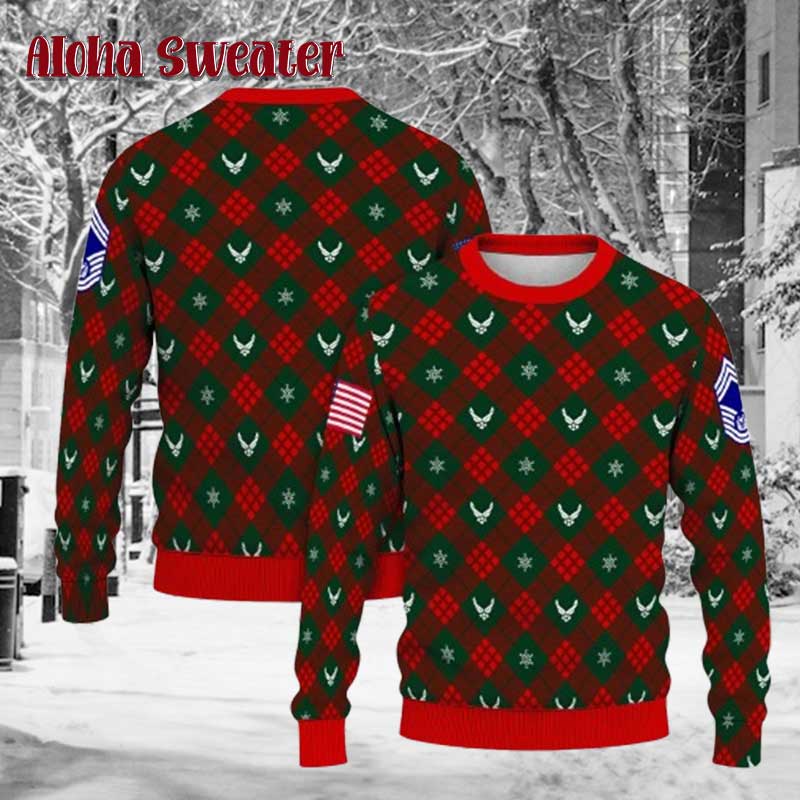 Military Ranks Us Air Force Ugly Christmas Sweater - Holiday Gift product image