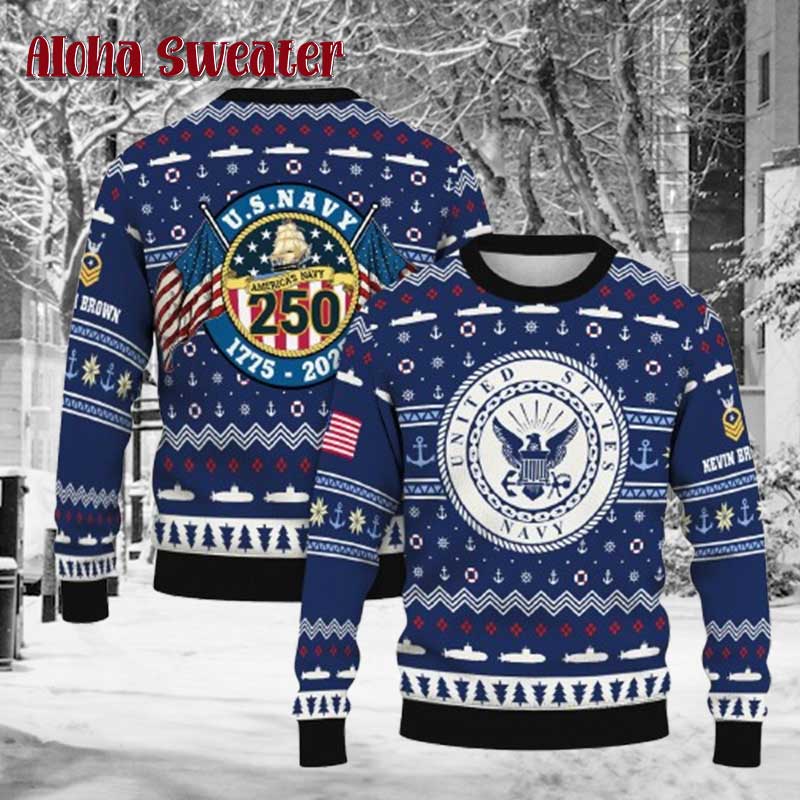 Personalized Us Army Santa Tank Ugly Christmas Sweater - Holiday Gift product image 3
