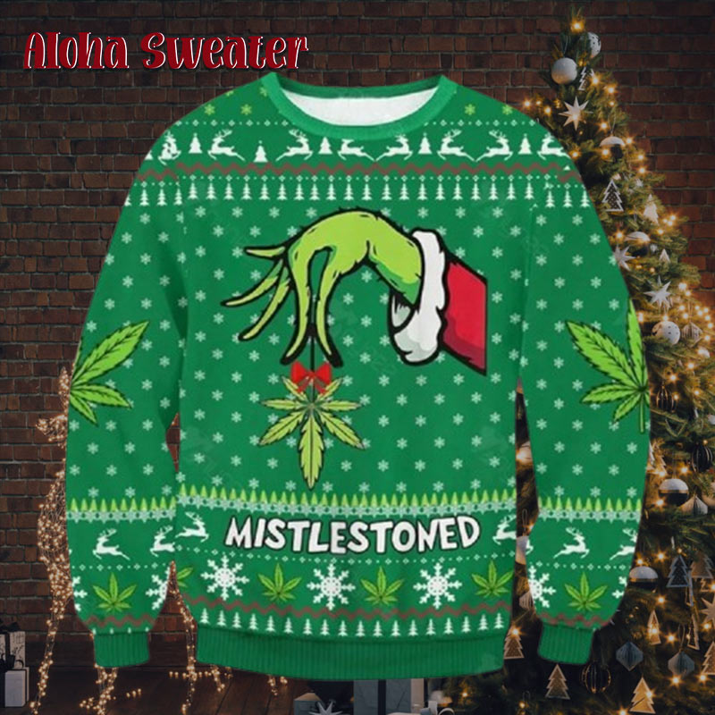Mistlestoned Grinch Green Ugly Christmas Sweater - Holiday Gift product image