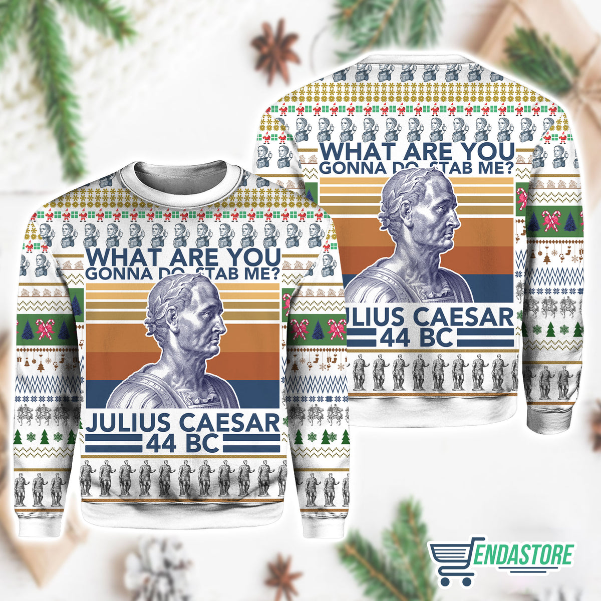 Julius Caesar 3D Ugly Christmas Sweater - Holiday Gift product image 2