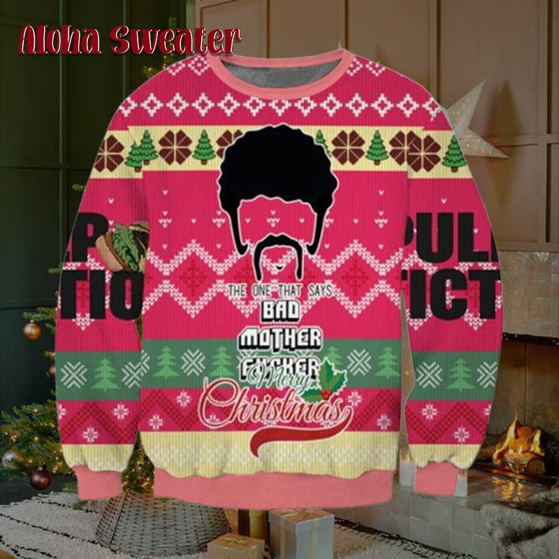 Pixel Dancing Lines Pulp Fiction Ugly Christmas Sweater - Holiday Gift product image 3