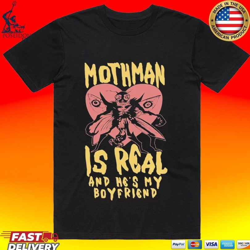 Mothman Is Real And He's My Boyfriend - Adult & Kids T-Shirts, Sweatshirts & Hoodies apparel design preview 1