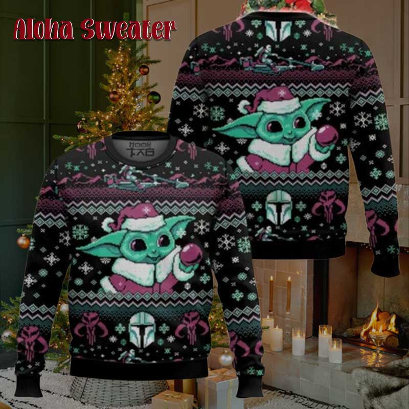 Mandalorian Grogu Team Holiday Baby Yoda Ugly Christmas Sweater - Holiday Gift product image 2