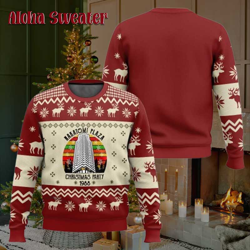Nakatomi Plaza Red Party Ugly Christmas Sweater - Holiday Gift product image