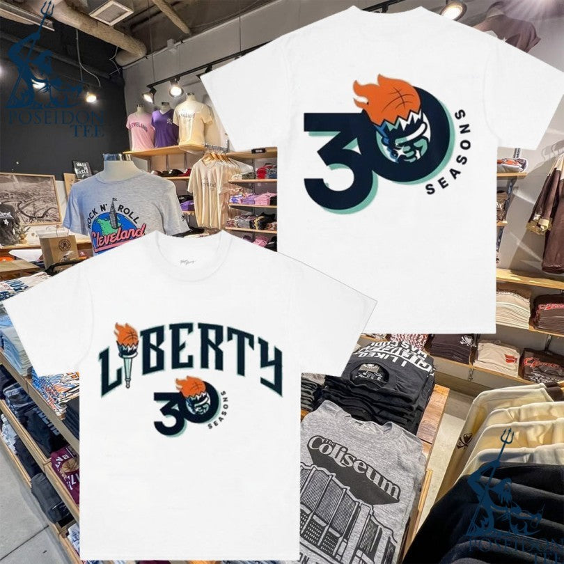New York Liberty Anniversary 30 Seasons Of Lighting - Adult & Kids T-Shirts, Sweatshirts & Hoodies apparel design preview 1