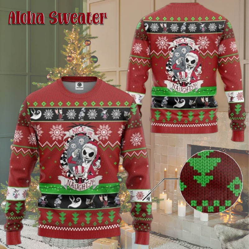 Nightmare Before Jack Candy Cane Christmas Halloween Ugly Christmas Sweater - Holiday Gift product image 3