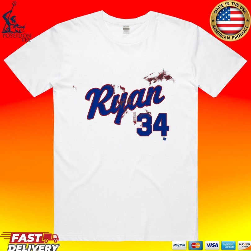 Nolan Ryan 34 Bloody - Adult & Kids T-Shirts, Sweatshirts & Hoodies apparel design preview 1