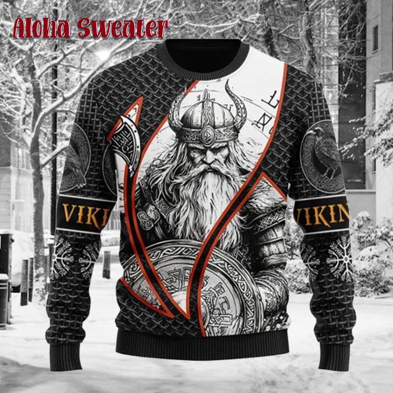 Skull Logo Valhalla Viking Ugly Christmas Sweater - Holiday Gift product image 2