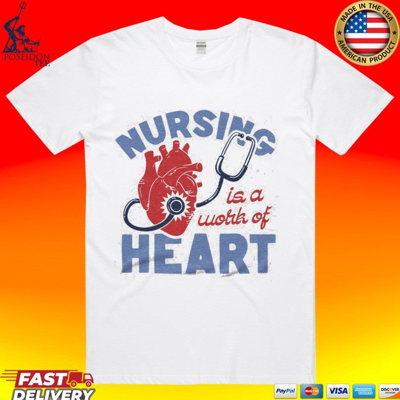 Nursing Is A Work Of Heart Ash - Adult & Kids T-Shirts, Sweatshirts & Hoodies apparel design preview 1