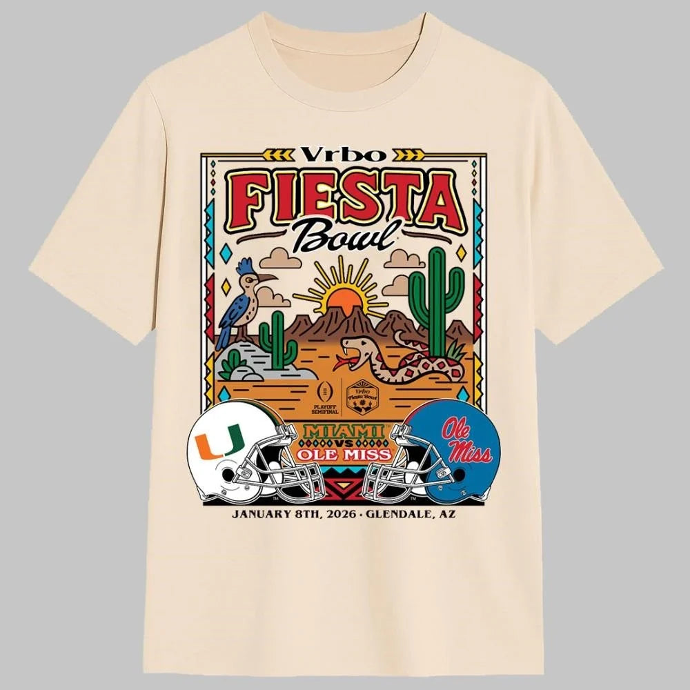Ole Miss vs Miami CFP Semifinal 2026 Vrbo Fiesta Bowl - Adult & Kids T-Shirts, Sweatshirts & Hoodies apparel design preview 1