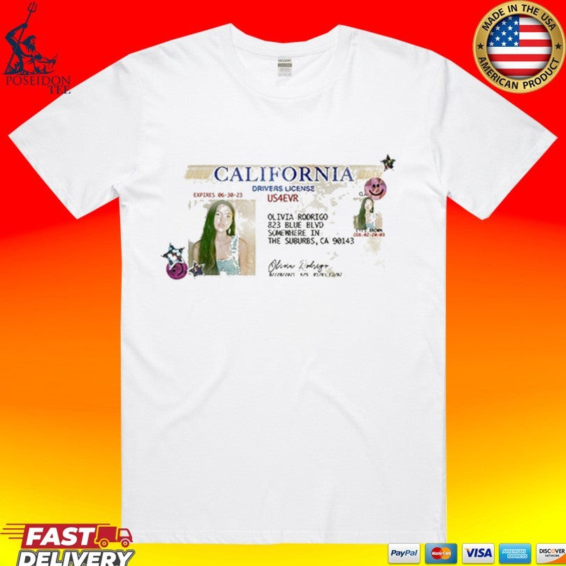 Olivia Rodrigo California Drivers License - Adult & Kids T-Shirts, Sweatshirts & Hoodies apparel design preview 1