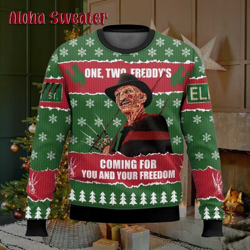 Never Stop Dreaming Freddy Krueger Ugly Christmas Sweater - Holiday Gift product image 2