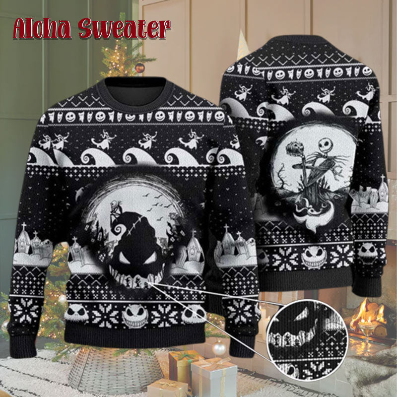 Nightmare Before Jack Candy Cane Christmas Halloween Ugly Christmas Sweater - Holiday Gift product image 2