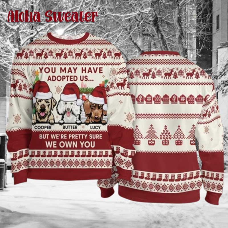 Personalized Dog Lover Custom Dog Ugly Christmas Sweater - Holiday Gift product image