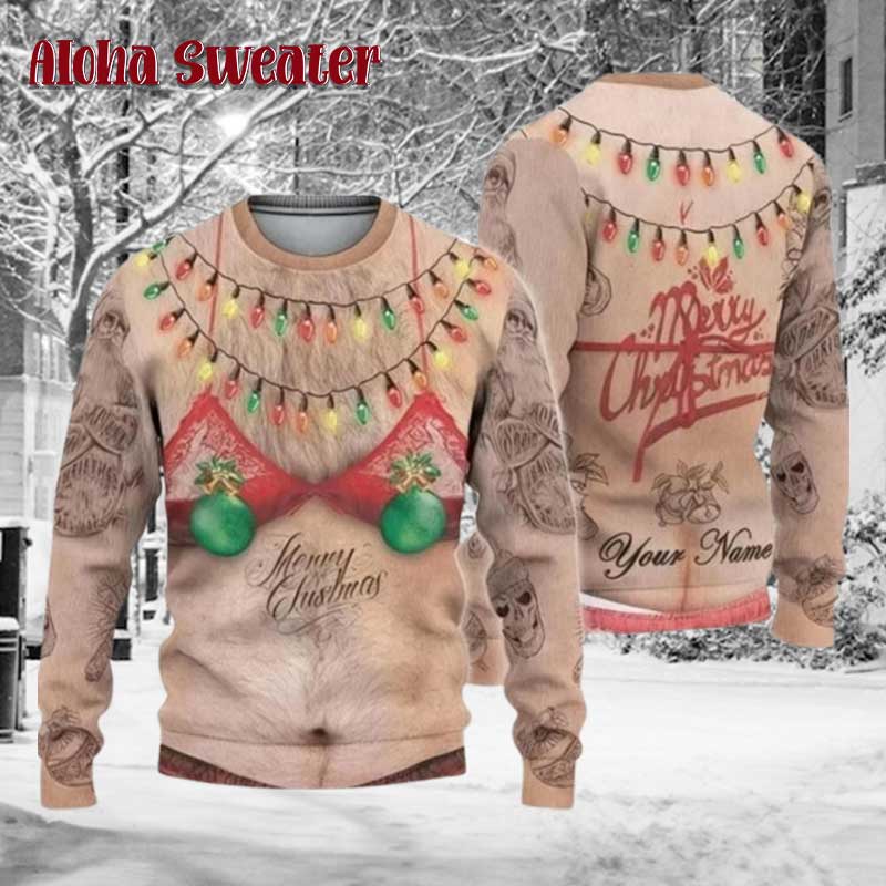 Hairy Chest Funny Cosplay Ugly Christmas Sweater - Holiday Gift product image 5