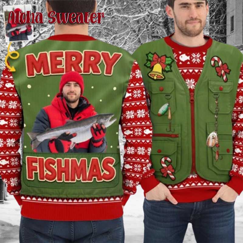 Eskimo Fishmas Fishing Ugly Christmas Sweater - Holiday Gift product image 5