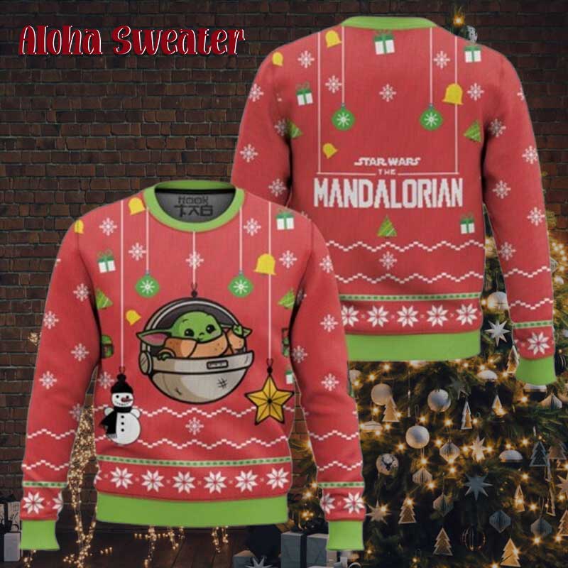 Away On A Razorcrest Baby Yoda Grogu Ugly Christmas Sweater - Holiday Gift product image 5