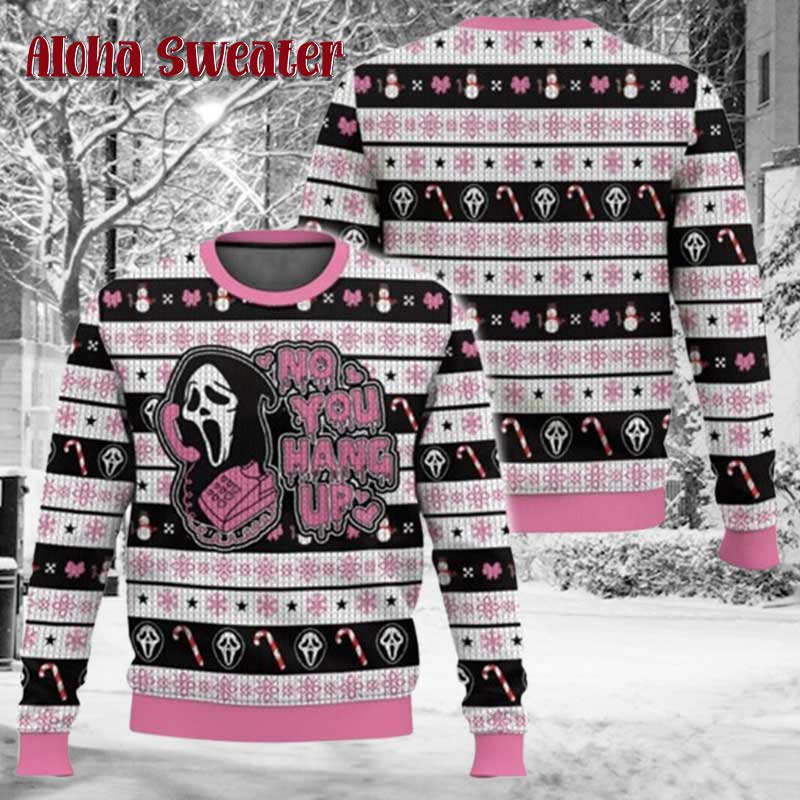 Pixel Pattern Ghostface Scream Holiday Ugly Christmas Sweater - Holiday Gift product image 3