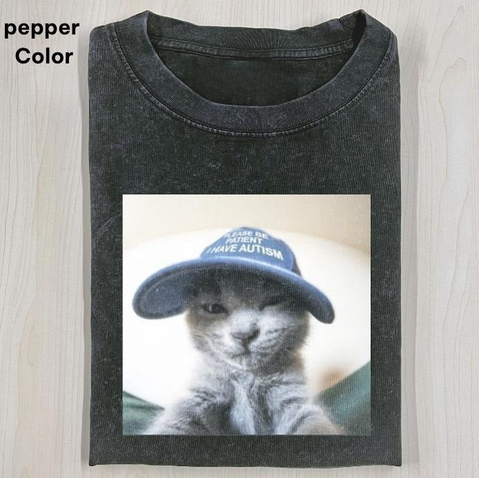 Please Be Patient I Have Autism Cat WACKY Retro Funny - Adult & Kids T-Shirts, Sweatshirts & Hoodies apparel design preview 1