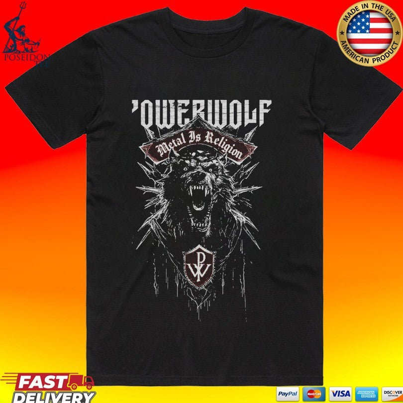 Powerwolf Metal Is Religion Chaos Crest - Adult & Kids T-Shirts, Sweatshirts & Hoodies apparel design preview 1