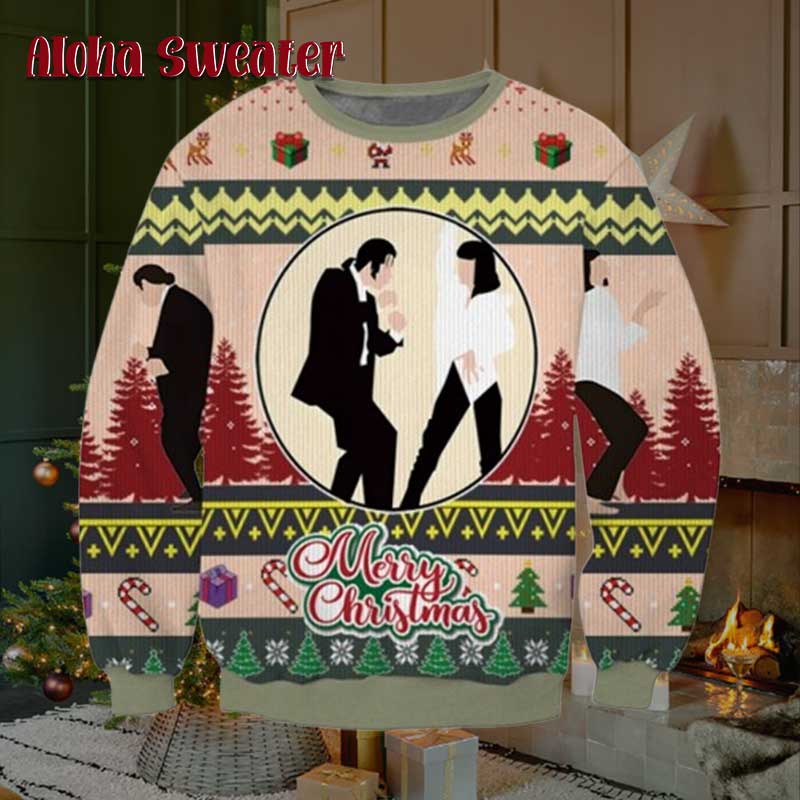 Pulp Fiction Say What Dance Clips Ugly Christmas Sweater - Holiday Gift product image 2